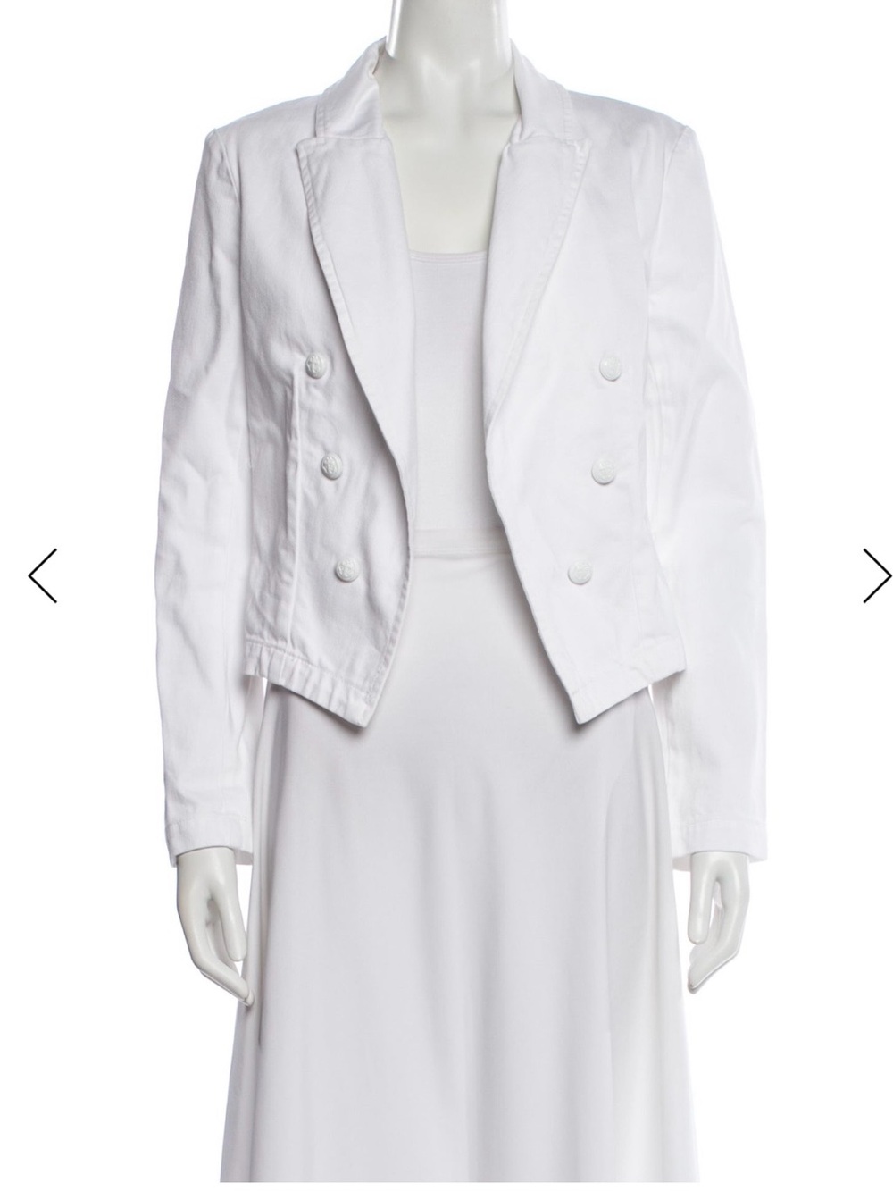L'AGENCE White Cropped Double-Breasted Jean Jacket